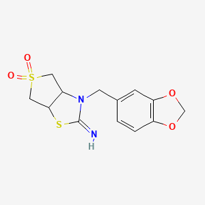 molecular formula C13H14N2O4S2 B15111495 3-(1,3-benzodioxol-5-ylmethyl)tetrahydrothieno[3,4-d][1,3]thiazol-2(3H)-imine 5,5-dioxide 