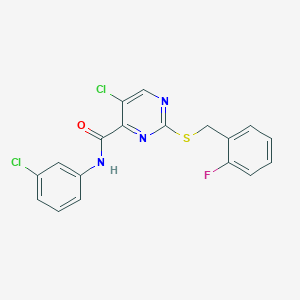 5-chloro-N-(3-chlorophenyl)-2-[(2-fluorobenzyl)sulfanyl]pyrimidine-4-carboxamide