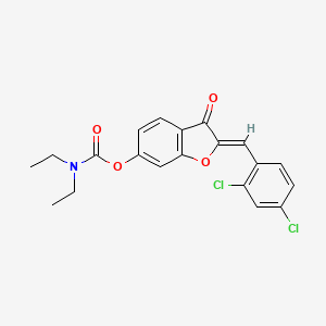 (2Z)-2-(2,4-dichlorobenzylidene)-3-oxo-2,3-dihydro-1-benzofuran-6-yl diethylcarbamate