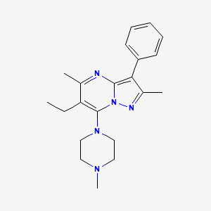 molecular formula C21H27N5 B15111713 6-Ethyl-2,5-dimethyl-7-(4-methylpiperazin-1-yl)-3-phenylpyrazolo[1,5-a]pyrimidine 