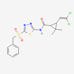 molecular formula C17H17Cl2N3O3S2 B15111750 N-[(2E)-5-(benzylsulfonyl)-1,3,4-thiadiazol-2(3H)-ylidene]-3-(2,2-dichloroethenyl)-2,2-dimethylcyclopropanecarboxamide 