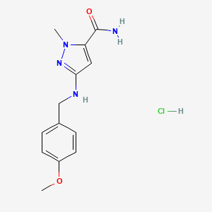 molecular formula C13H17ClN4O2 B15111761 5-[(4-Methoxyphenyl)methylamino]-2-methylpyrazole-3-carboxamide;hydrochloride 