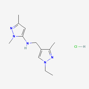 N-[(1-ethyl-3-methylpyrazol-4-yl)methyl]-2,5-dimethylpyrazol-3-amine;hydrochloride