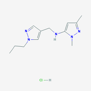 molecular formula C12H20ClN5 B15111821 2,5-dimethyl-N-[(1-propylpyrazol-4-yl)methyl]pyrazol-3-amine;hydrochloride 