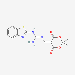 molecular formula C15H14N4O4S B15111884 1-(1,3-Benzothiazol-2-yl)-2-[(2,2-dimethyl-4,6-dioxo-1,3-dioxan-5-ylidene)methyl]guanidine 