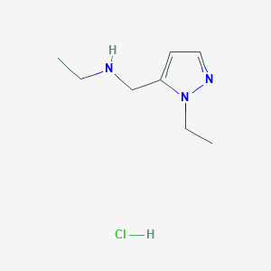 molecular formula C8H16ClN3 B15111898 N-[(2-ethylpyrazol-3-yl)methyl]ethanamine;hydrochloride 