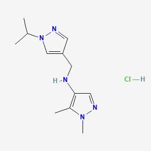 molecular formula C12H20ClN5 B15111936 N-[(1-isopropyl-1H-pyrazol-4-yl)methyl]-1,5-dimethyl-1H-pyrazol-4-amine 