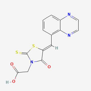 [(5Z)-4-oxo-5-(quinoxalin-5-ylmethylidene)-2-thioxo-1,3-thiazolidin-3-yl]acetic acid