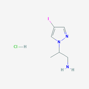 molecular formula C6H11ClIN3 B15111979 2-(4-Iodo-1H-pyrazol-1-yl)propan-1-amine hydrochloride 