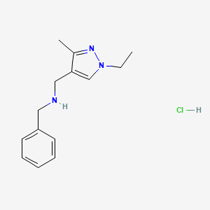 N-[(1-ethyl-3-methylpyrazol-4-yl)methyl]-1-phenylmethanamine;hydrochloride