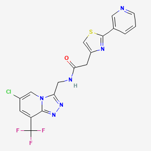 molecular formula C18H12ClF3N6OS B15111998 N-{[6-chloro-8-(trifluoromethyl)[1,2,4]triazolo[4,3-a]pyridin-3-yl]methyl}-2-[2-(pyridin-3-yl)-1,3-thiazol-4-yl]acetamide 