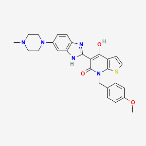 molecular formula C27H27N5O3S B15112034 4-Hydroxy-7-(4-methoxybenzyl)-5-(6-(4-methylpiperazin-1-yl)-1H-benzo[d]imidazol-2-yl)thieno[2,3-b]pyridin-6(7H)-one 