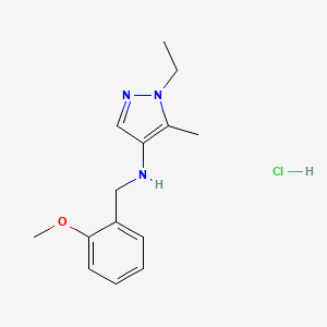 molecular formula C14H20ClN3O B15112039 1-ethyl-N-[(2-methoxyphenyl)methyl]-5-methylpyrazol-4-amine;hydrochloride 