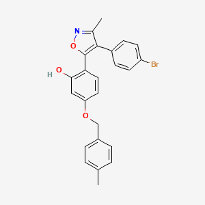 molecular formula C24H20BrNO3 B15112080 2-[4-(4-Bromophenyl)-3-methyl-1,2-oxazol-5-yl]-5-[(4-methylbenzyl)oxy]phenol 