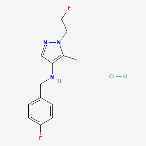 molecular formula C13H16ClF2N3 B15112106 1-(2-fluoroethyl)-N-[(4-fluorophenyl)methyl]-5-methylpyrazol-4-amine;hydrochloride 