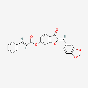 molecular formula C25H16O6 B15112156 (2Z)-2-(1,3-benzodioxol-5-ylmethylidene)-3-oxo-2,3-dihydro-1-benzofuran-6-yl (2E)-3-phenylprop-2-enoate 