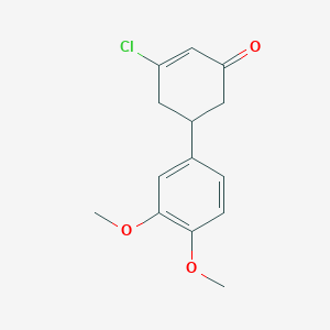 molecular formula C14H15ClO3 B15112193 2-Cyclohexen-1-one, 3-chloro-5-(3,4-dimethoxyphenyl)- CAS No. 1114597-00-0