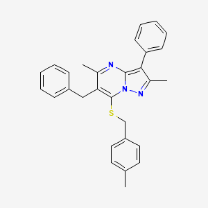 6-Benzyl-2,5-dimethyl-7-[(4-methylbenzyl)sulfanyl]-3-phenylpyrazolo[1,5-a]pyrimidine