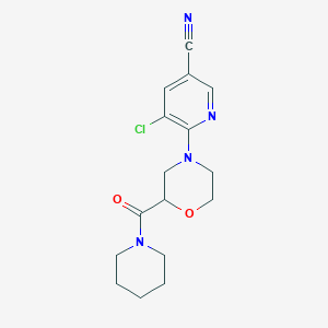 molecular formula C16H19ClN4O2 B15112321 5-Chloro-6-[2-(piperidine-1-carbonyl)morpholin-4-yl]pyridine-3-carbonitrile 