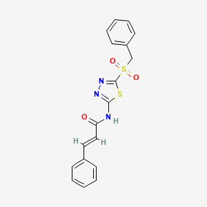 molecular formula C18H15N3O3S2 B15112332 (2E)-N-[5-(benzylsulfonyl)-1,3,4-thiadiazol-2-yl]-3-phenylprop-2-enamide 