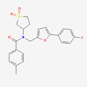 molecular formula C23H22FNO4S B15112361 N-(1,1-dioxidotetrahydrothiophen-3-yl)-N-{[5-(4-fluorophenyl)furan-2-yl]methyl}-4-methylbenzamide 