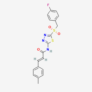 molecular formula C19H16FN3O3S2 B15112402 (2E)-N-[(2Z)-5-[(4-fluorobenzyl)sulfonyl]-1,3,4-thiadiazol-2(3H)-ylidene]-3-(4-methylphenyl)prop-2-enamide 