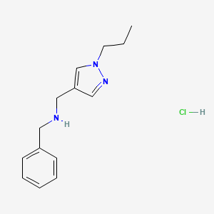 molecular formula C14H20ClN3 B15112421 1-phenyl-N-[(1-propylpyrazol-4-yl)methyl]methanamine;hydrochloride 