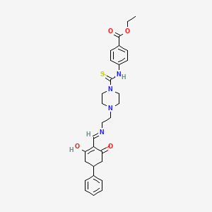 Ethyl 4-({[4-(2-{[(2,6-dioxo-4-phenylcyclohexylidene)methyl]amino}ethyl)piperazin-1-yl]carbonothioyl}amino)benzoate