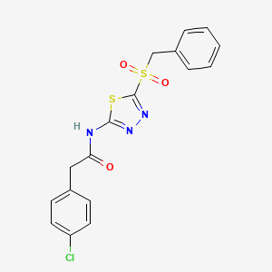 molecular formula C17H14ClN3O3S2 B15112480 N-[(2Z)-5-(benzylsulfonyl)-1,3,4-thiadiazol-2(3H)-ylidene]-2-(4-chlorophenyl)acetamide 