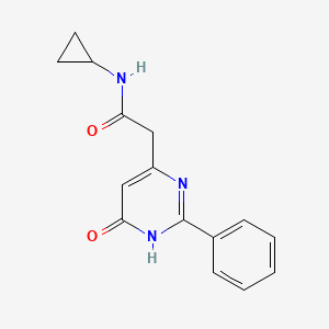 molecular formula C15H15N3O2 B15112483 N-cyclopropyl-2-(6-oxo-2-phenyl-1,6-dihydropyrimidin-4-yl)acetamide 