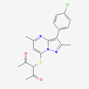 3-{[3-(4-Chlorophenyl)-2,5-dimethylpyrazolo[1,5-a]pyrimidin-7-yl]sulfanyl}pentane-2,4-dione