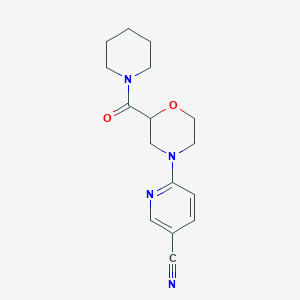 molecular formula C16H20N4O2 B15112546 6-[2-(Piperidine-1-carbonyl)morpholin-4-yl]pyridine-3-carbonitrile 