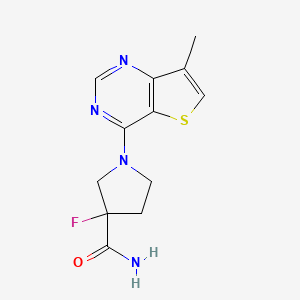 molecular formula C12H13FN4OS B15112561 3-Fluoro-1-{7-methylthieno[3,2-d]pyrimidin-4-yl}pyrrolidine-3-carboxamide 