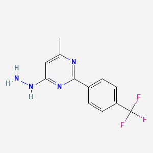 molecular formula C12H11F3N4 B15112564 4-Hydrazinyl-6-methyl-2-[4-(trifluoromethyl)phenyl]pyrimidine 