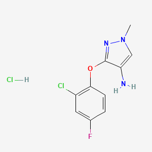 molecular formula C10H10Cl2FN3O B15112634 3-(2-Chloro-4-fluorophenoxy)-1-methylpyrazol-4-amine;hydrochloride 