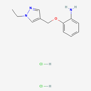 molecular formula C12H17Cl2N3O B15112635 2-[(1-Ethyl-1H-pyrazol-4-yl)methoxy]aniline dihydrochloride 