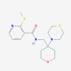 2-(methylsulfanyl)-N-{[4-(thiomorpholin-4-yl)oxan-4-yl]methyl}pyridine-3-carboxamide