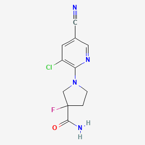 molecular formula C11H10ClFN4O B15112701 1-(3-Chloro-5-cyanopyridin-2-yl)-3-fluoropyrrolidine-3-carboxamide 