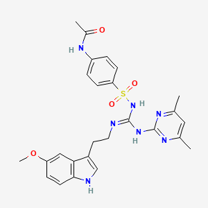 N-(4-{[(E)-[(4,6-dimethylpyrimidin-2-yl)amino]{[2-(5-methoxy-1H-indol-3-yl)ethyl]amino}methylidene]sulfamoyl}phenyl)acetamide