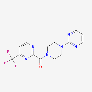 molecular formula C14H13F3N6O B15112721 2-[4-(Pyrimidin-2-yl)piperazine-1-carbonyl]-4-(trifluoromethyl)pyrimidine 