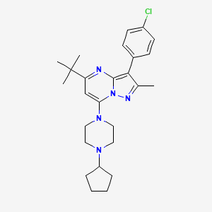 molecular formula C26H34ClN5 B15112772 5-Tert-butyl-3-(4-chlorophenyl)-7-(4-cyclopentylpiperazin-1-yl)-2-methylpyrazolo[1,5-a]pyrimidine 