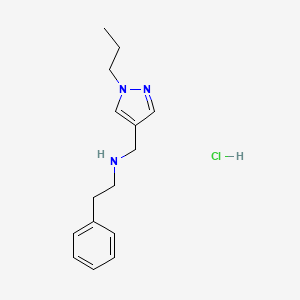 molecular formula C15H22ClN3 B15112808 2-phenyl-N-[(1-propyl-1H-pyrazol-4-yl)methyl]ethanamine 