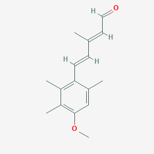 molecular formula C16H20O2 B151129 (2E,4E)-5-(4-Methoxy-2,3,6-trimethylphenyl)-3-methylpenta-2,4-dienal CAS No. 69877-38-9