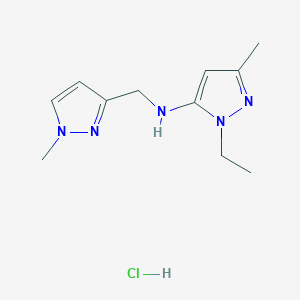 2-ethyl-5-methyl-N-[(1-methylpyrazol-3-yl)methyl]pyrazol-3-amine;hydrochloride