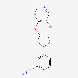 molecular formula C15H13BrN4O B15112983 4-{3-[(3-Bromopyridin-4-yl)oxy]pyrrolidin-1-yl}pyridine-2-carbonitrile 