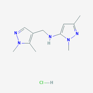 N-[(1,5-dimethylpyrazol-4-yl)methyl]-2,5-dimethylpyrazol-3-amine;hydrochloride