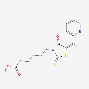 molecular formula C15H16N2O3S2 B15113147 6-[4-Oxo-5-(2-pyridylmethylene)-2-thioxo-1,3-thiazolidin-3-yl]hexanoic acid 