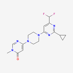 molecular formula C17H20F2N6O B15113182 6-{4-[2-Cyclopropyl-6-(difluoromethyl)pyrimidin-4-yl]piperazin-1-yl}-3-methyl-3,4-dihydropyrimidin-4-one 