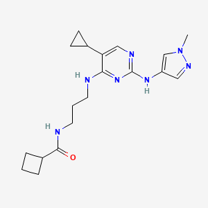 N-[3-[[5-cyclopropyl-2-[(1-methylpyrazol-4-yl)amino]pyrimidin-4-yl]amino]propyl]cyclobutanecarboxamide