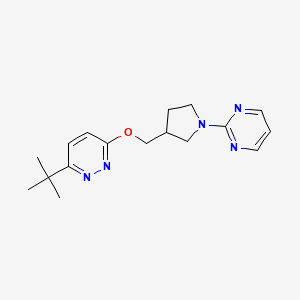 molecular formula C17H23N5O B15113224 2-(3-{[(6-Tert-butylpyridazin-3-yl)oxy]methyl}pyrrolidin-1-yl)pyrimidine 